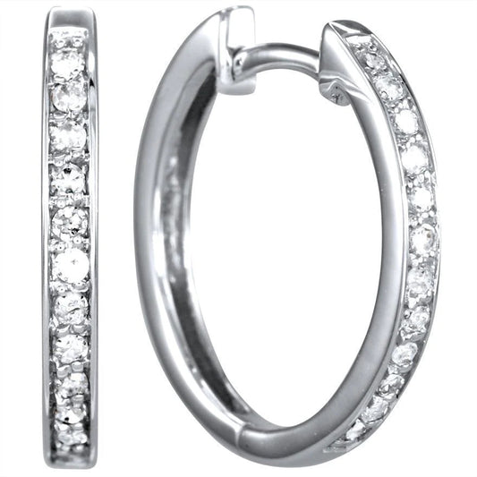 Hoop Earrings 14K White Gold Brilliant Cut Sparkling 2.60 Ct Real Diamonds