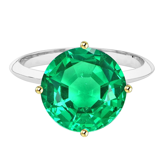 Round Cut Emerald ring in Two-Tone 14K Gold – main view