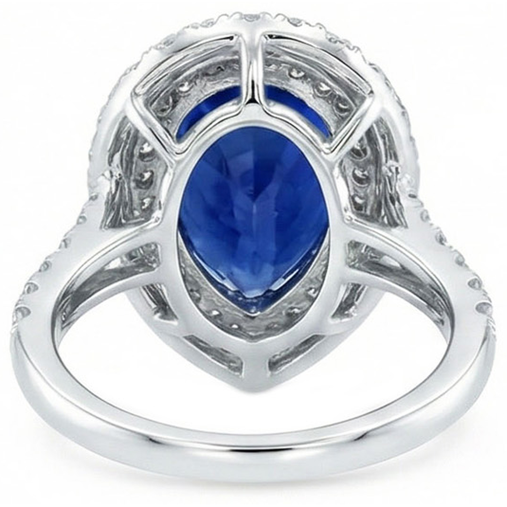 Huge Sapphire Double Halo Ring