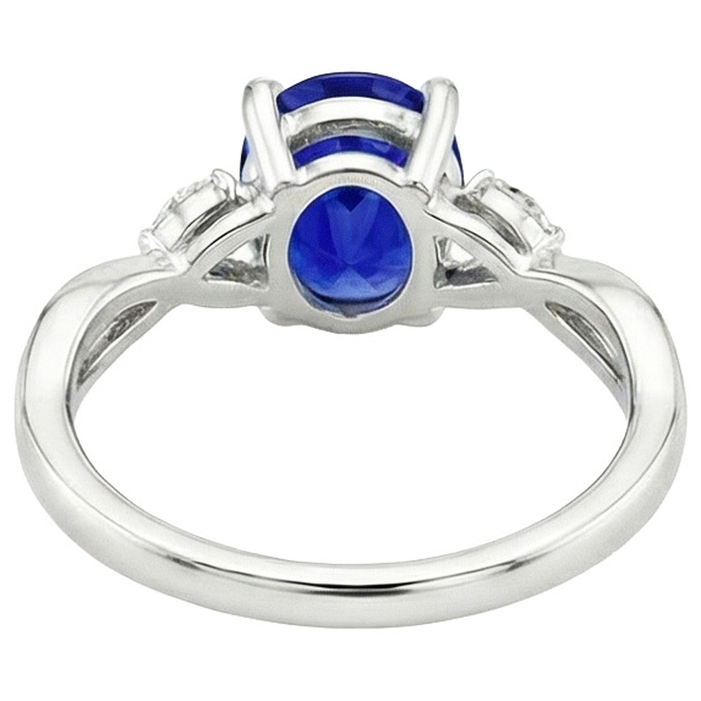 Ladies Anniversary Ring Oval Blue Sapphire & Marquise Natural Earth Mined Diamond 6 Carats