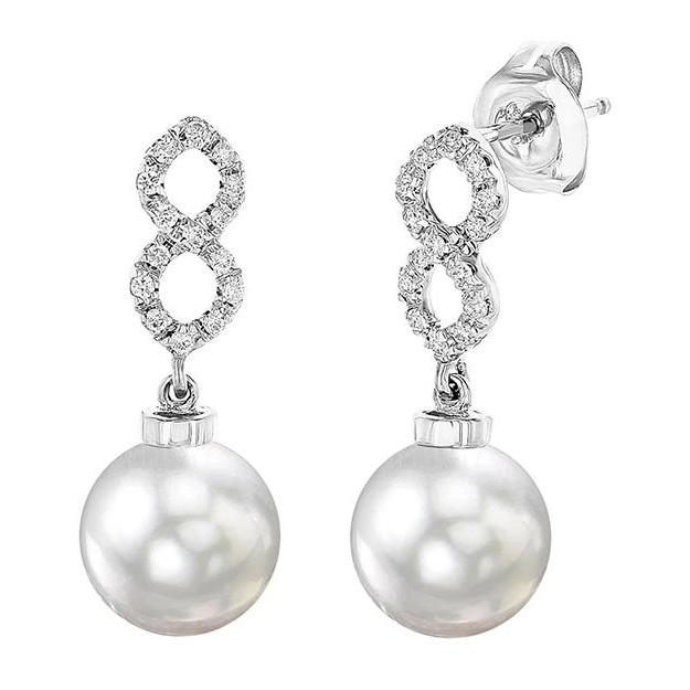 Ladies Dangle Earrings Genuine 40.32 Carats Fresh Water Pear With Diamonds Gold