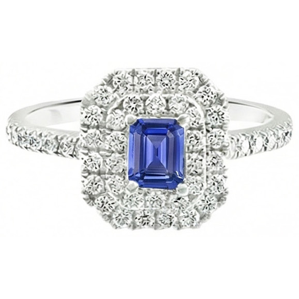 natural emerald sapphire 3ct ring on white background