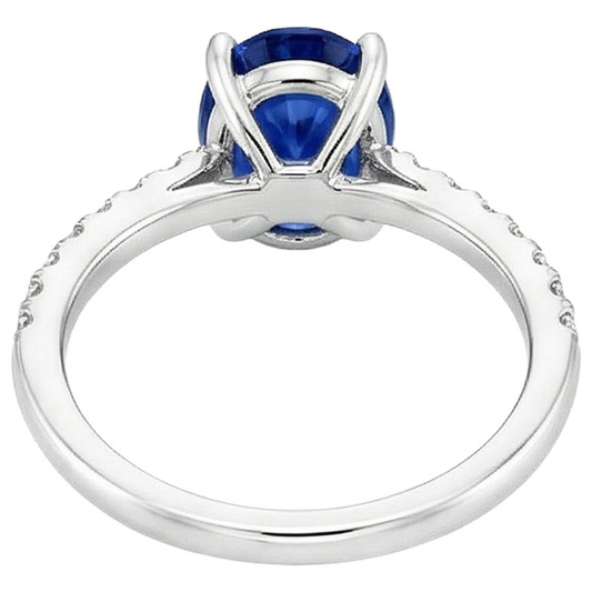 Ladies Engagement Ring Blue Sapphire & Pave Set Natural Earth Mined DIAMOND ( NOT LAB GROWN )s 5.25 Carats
