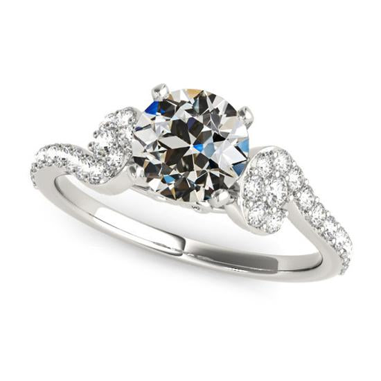 Ladies Engagement Ring Old Mine Cut Real Natural Earth Mined Diamond 4 Carats Jewellery