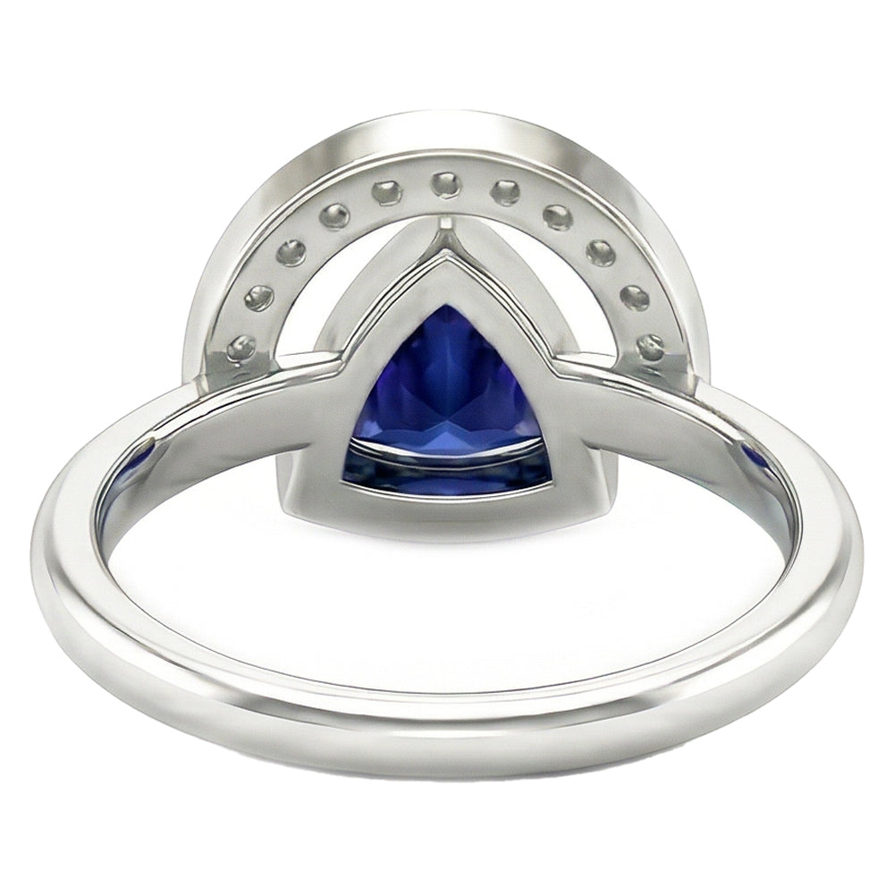 Ladies Gemstone Jewellery Trillion Bezel Set Blue Sapphire Ring 2 Carats