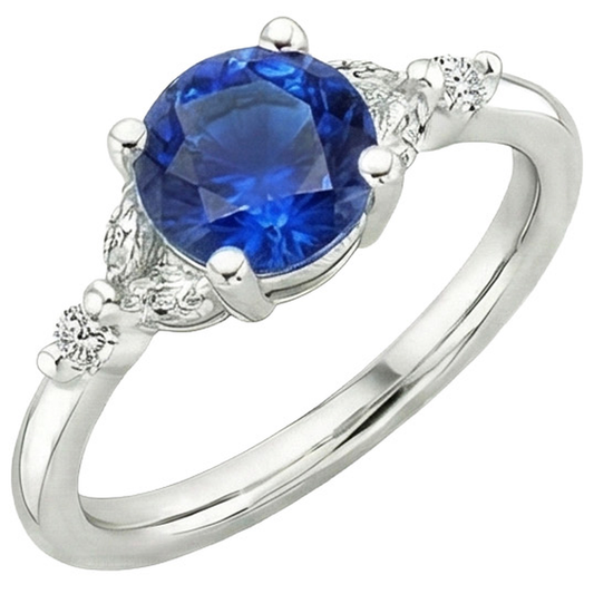 natural round sapphire 3ct ring side angle