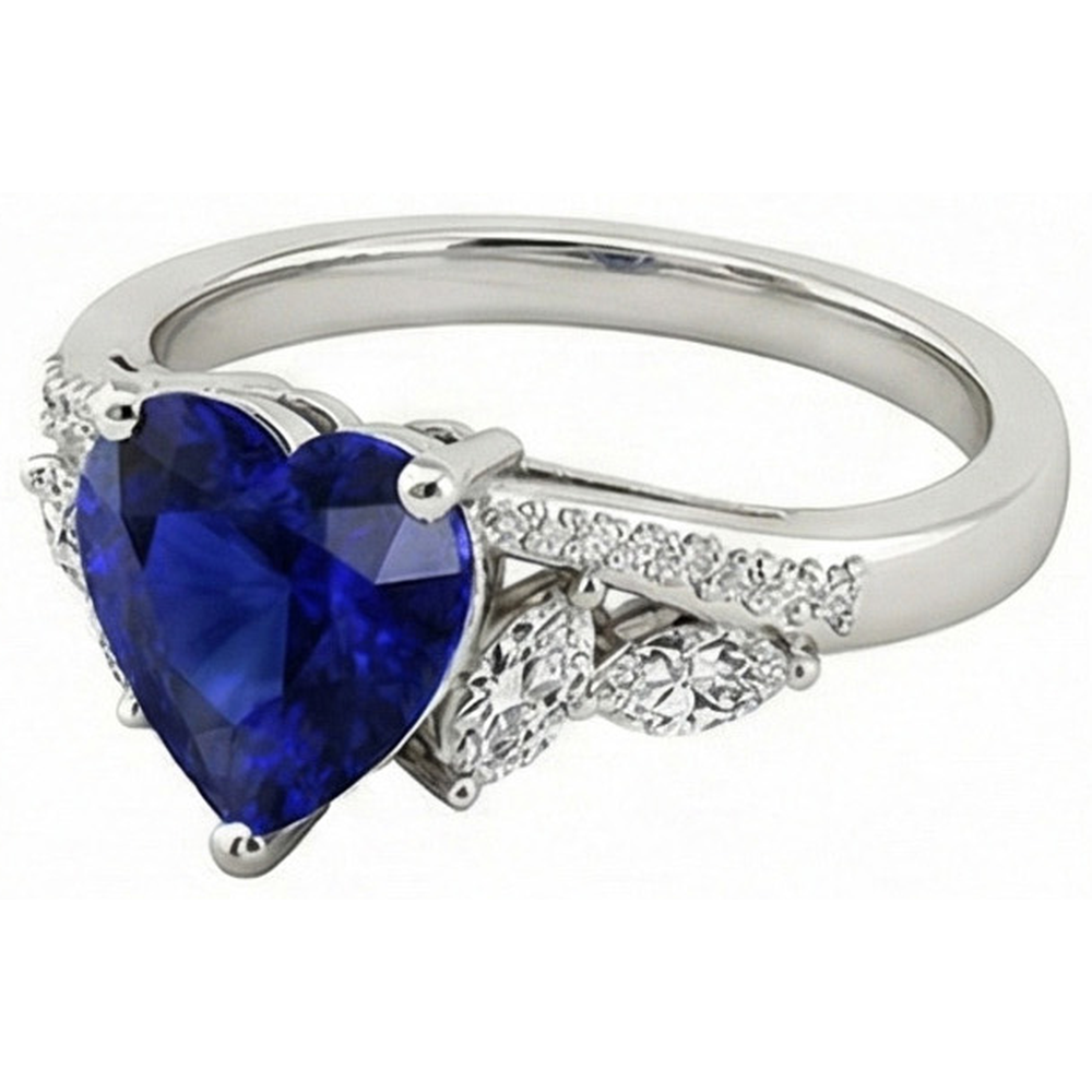natural round sapphire 4ct ring profile view