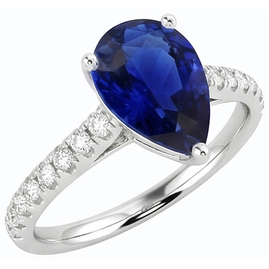 Ladies Gemstone Solitaire Ceylon Sapphire Ring With Accents 4 Carats