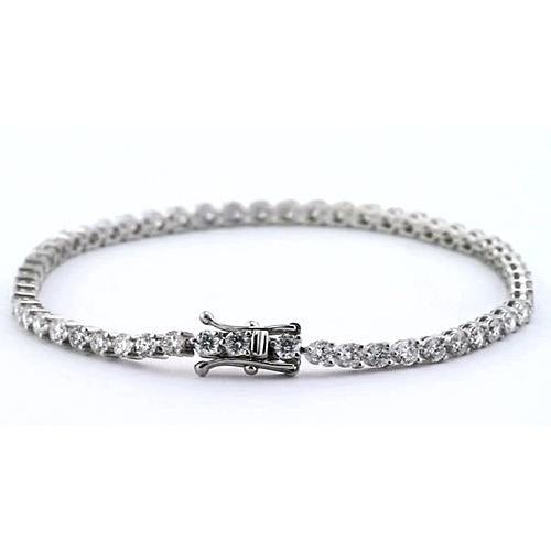 Ladies Genuine Diamond Tennis Bracelet 4.40 Carats White Gold 14K