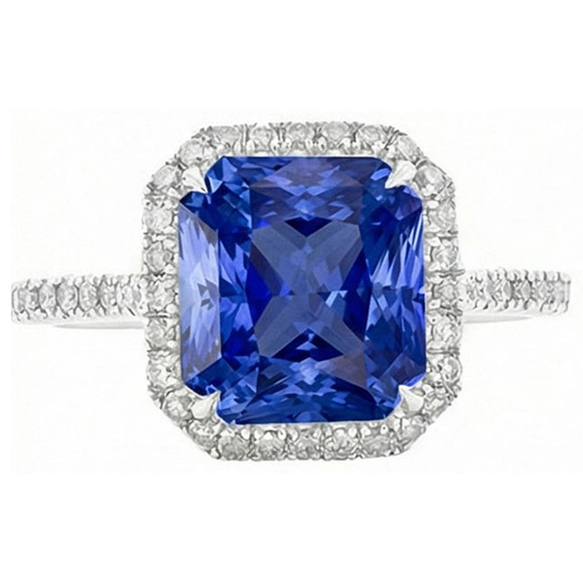 natural round sapphire 5ct ring side angle