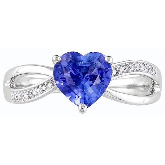 Ladies Heart Gemstone Blue Sapphire Ring 3.50 Carats Split Shank Jewellery
