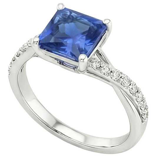 natural round sapphire 3.75ct ring side angle
