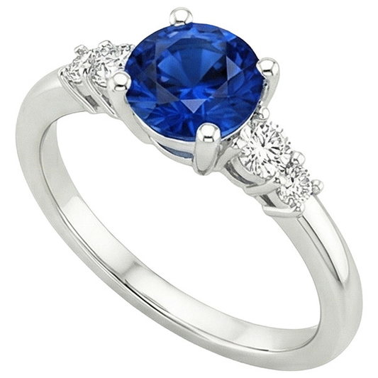 Ladies Natural Earth Mined Diamond Jewellery Round Ceylon Sapphire Five Stone 2.50 Carats