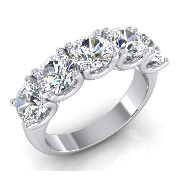Ladies Natural Round Diamond Half Eternity Band 3 Carats U Prong Set