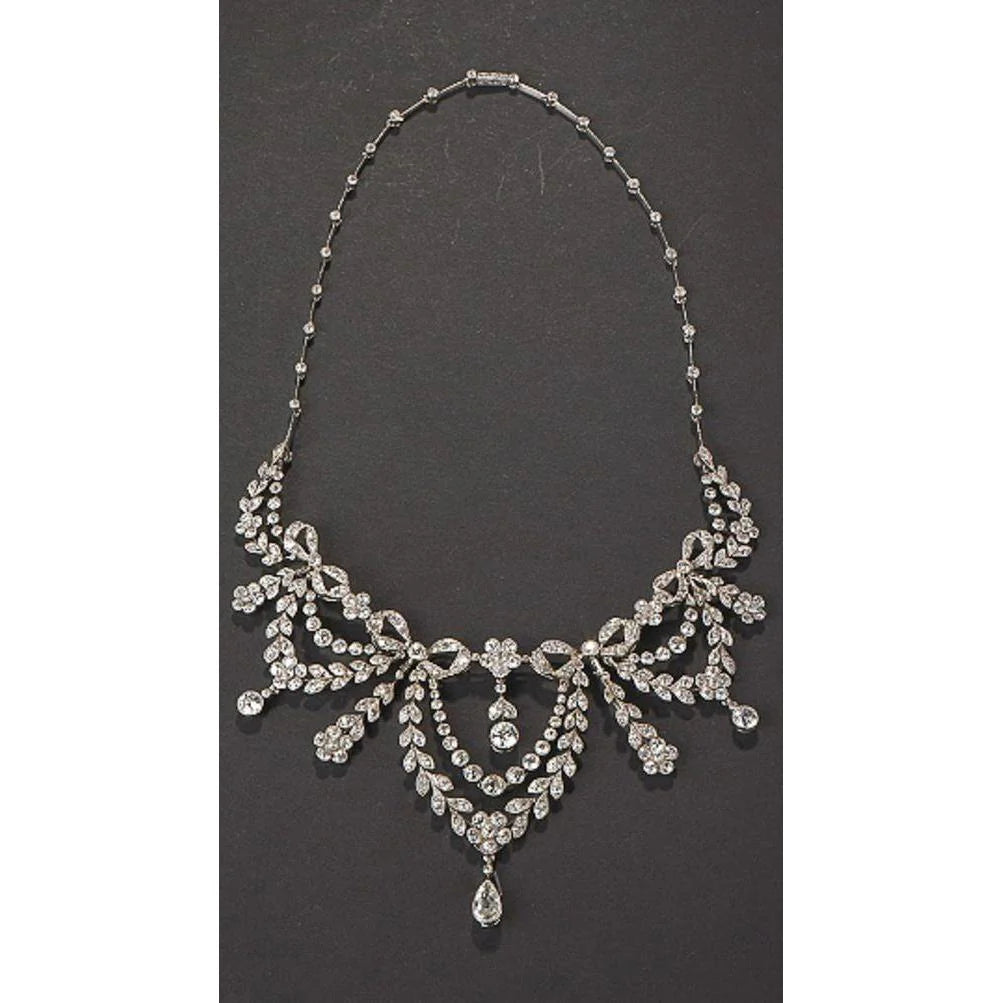 Ladies Necklace With Chain 39 Ct Sparkling Real Diamonds White Gold 14K