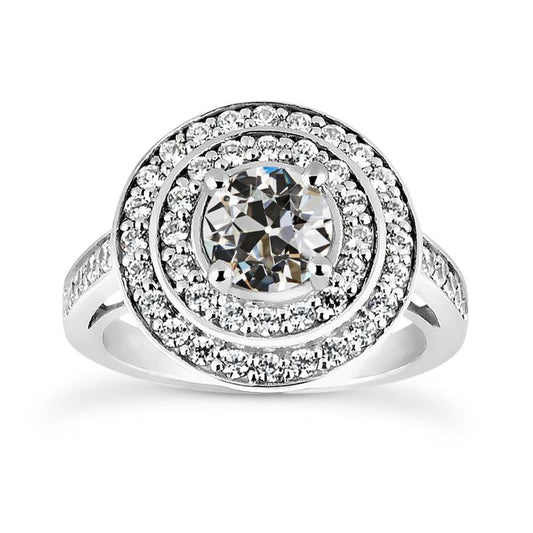 natural round diamond 3.25ct ring front view