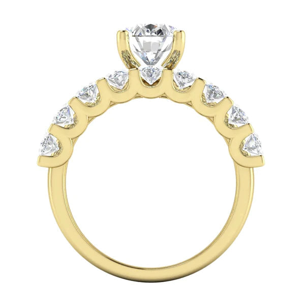 Ladies Oval Real Diamond Ring & Half Eternity Band Set Yellow Gold