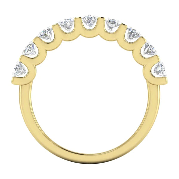 Ladies Oval Real Diamond Ring & Half Eternity Band Set Yellow Gold