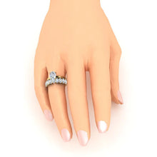 Ladies Oval Real Diamond Ring & Half Eternity Band Set Yellow Gold