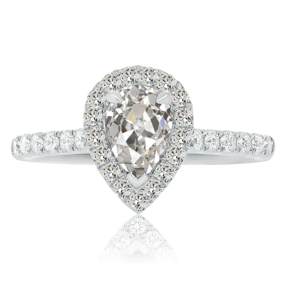 Ladies Pear Old Miner Natural Diamond Halo Ring 5.50 Carats Gold Jewelry