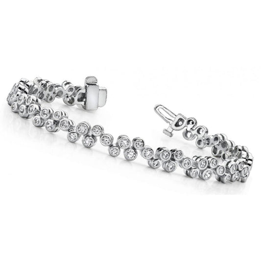 Ladies Round Cut Genuine Diamond Tennis Bracelet White Gold Fine 4 Carat