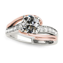 Ladies Round Old Cut Natural Diamond Engagement Ring Two Tone 2.75 Carats