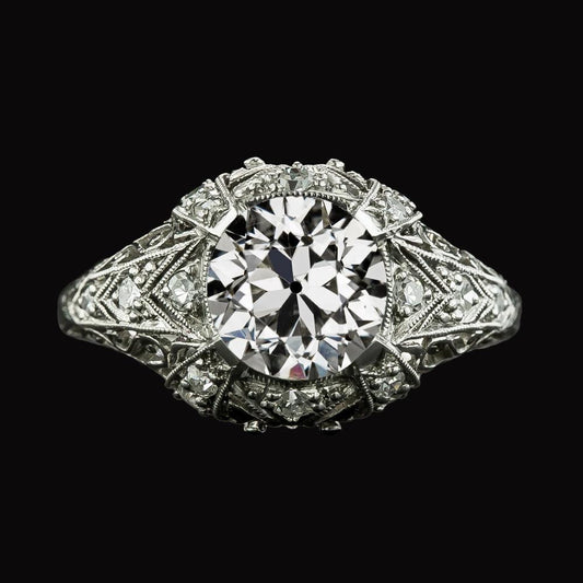 natural round diamond 4.25ct ring front view