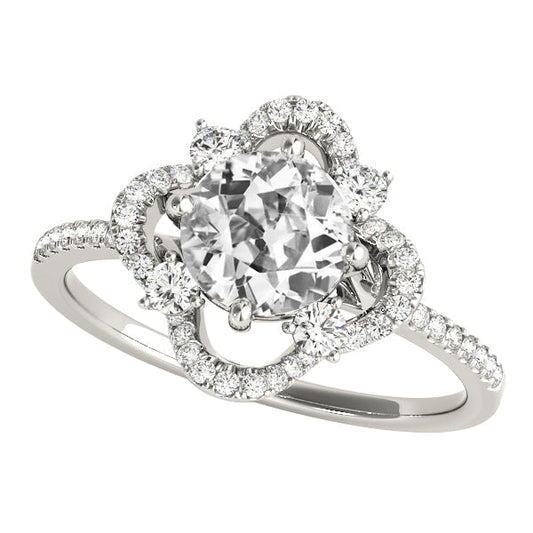 Ladies Round Old Miner Real Diamond Ring With Accents Star Style 5 Carats