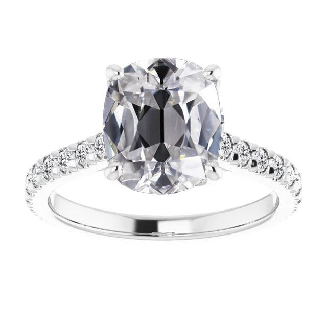 Ladies Round & Oval Old European Natural Diamond Ring 14K Gold 7 Carats