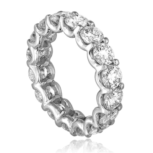 Ladies Round Real Diamond Eternity Wedding Band 4.80 Carats White Gold
