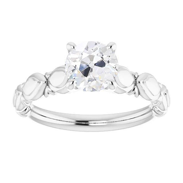Ladies Solitaire Anniversary Ring Natural Round Old Cut Diamond 2 Carats
