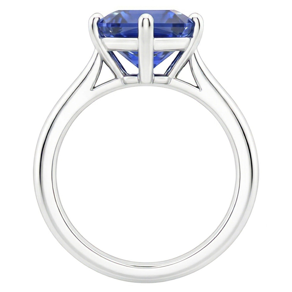 Ladies Solitaire Ring Asscher Ceylon Sapphire Gemstone 2.50 Carats