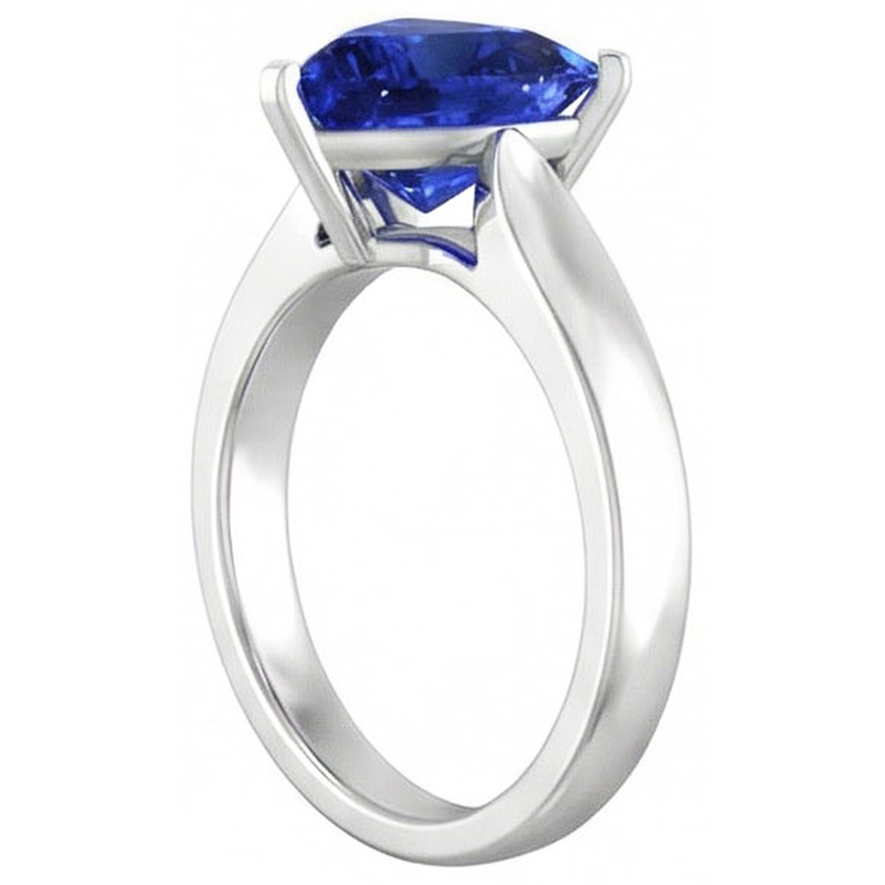 Ladies Solitaire Trillion Sapphire Ring 1.50 Carats White Gold Jewellery
