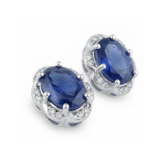 natural round sapphire 4.50ct earring side angle