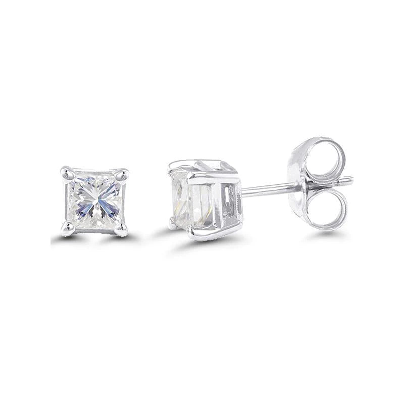 Ladies Studs Earrings 2.80 Carats Sparkling Real Diamonds Gold 14K New