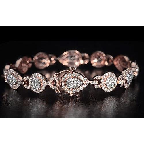 Ladies Tennis Bracelet 10 Carats Real Diamond Rose