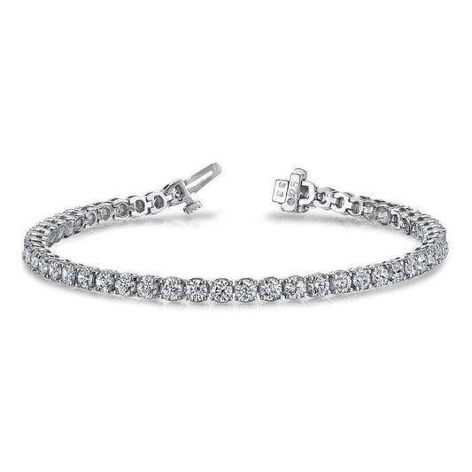 Ladies Tennis Bracelet 5.72 Ct Round Cut Natural Diamonds Prong Setting