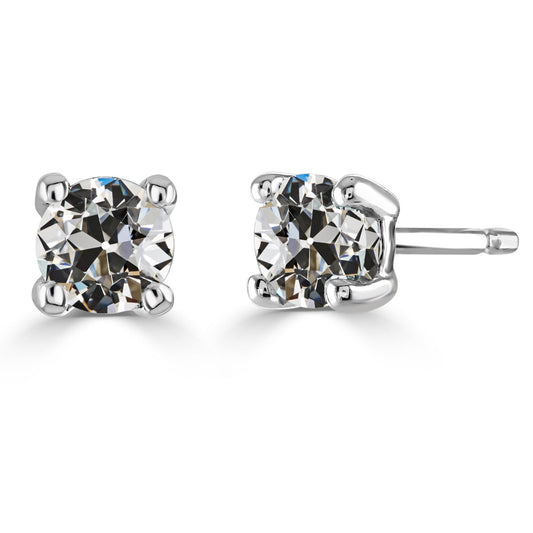 Stud Earrings 14K White Gold with Fine Diamond – main view