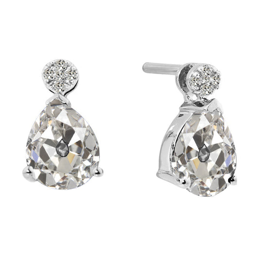 Brilliant Diamond Antique Cushion Earrings in 14 Karat White Gold – main view