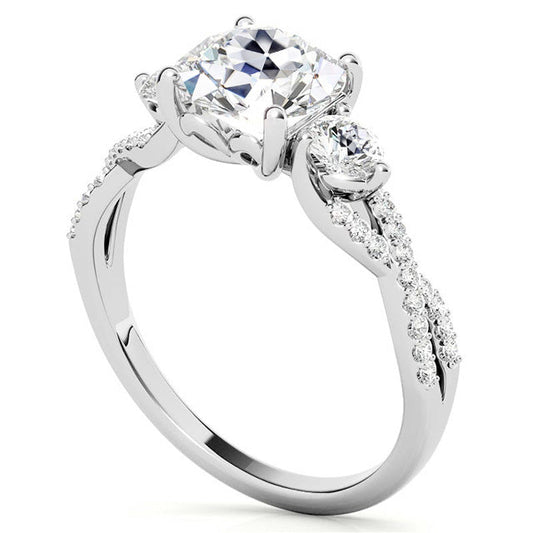 Earth-Mined Fine Diamond Solitaire with Side Stones – front view