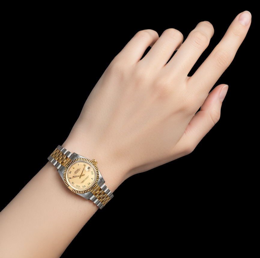 Ladies Rolex 31mm Datejust Two Tone Champagne Roman Watch