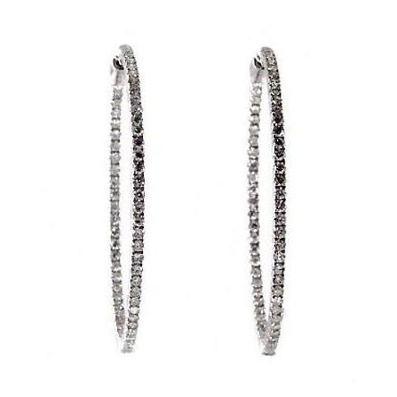 Lady Hoop Earrings 3 Ct F Vs Natural Round Cut Diamonds White Gold 14K