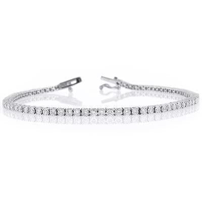 Lady Tennis Bracelet Small Round Cut 3.50 Carats Genuine Diamonds White Gold