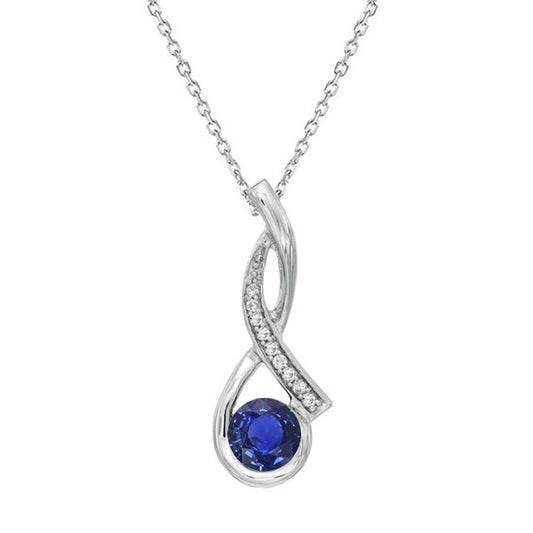 Round Brilliant Royal Blue Sapphire ring in 14K White Gold – main view