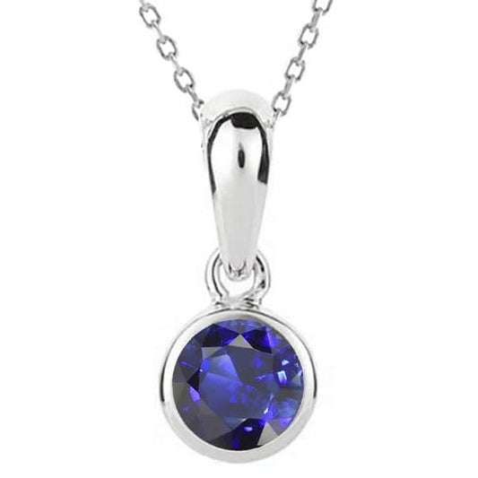 Round Cut Blue Sapphire ring in 14K White Gold – main view