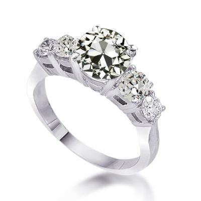 natural round diamond 2ct ring front view