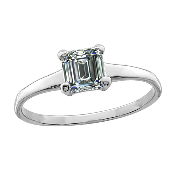 Lady's Emerald Real Diamond Solitaire Engagement Ring 14K Gold 2 Carats