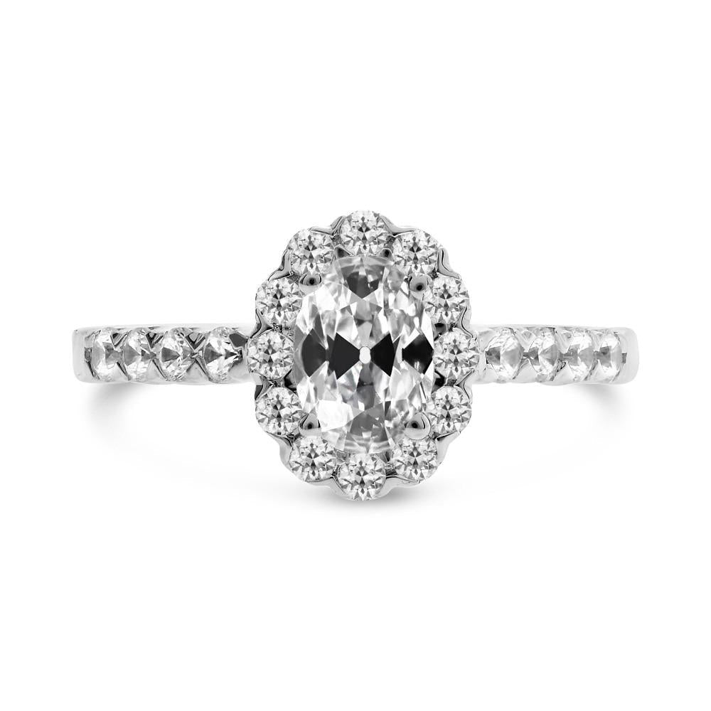 Lady's Halo Ring Round & Oval Old Miner Real Diamond 5 Carats 14K Gold