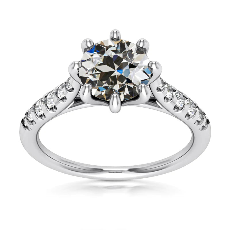 Lady's Ring Old Mine Cut Natural Diamond 8 Prong Set Jewelry 4.25 Carats