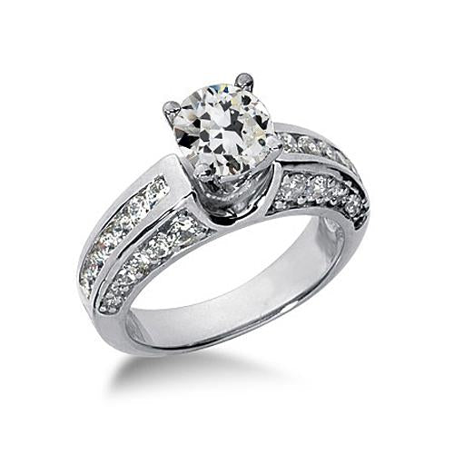 natural round diamond 3.50ct ring front view